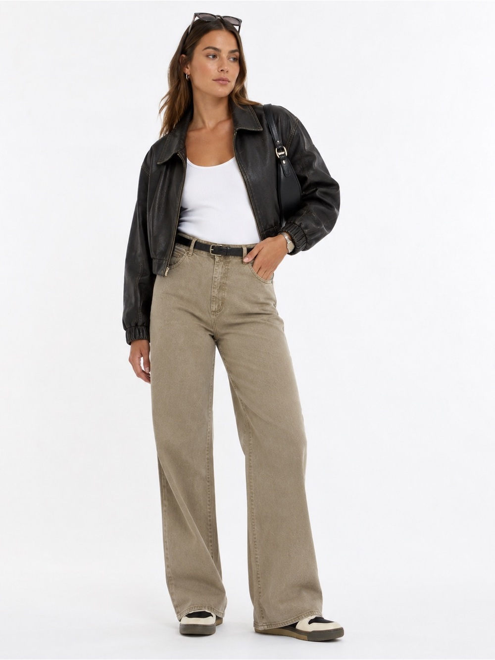 Rolla’s Women’s Size 32 High Rise Wide Leg Jeans Taupe Beige Full Length